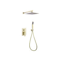 Ensemble de robinetterie de salle de bain en laiton bronze, design moderne, avec mitigeur thermostatique carré à deux fonctions pour douche pluie encastrée, garantie 5 ans