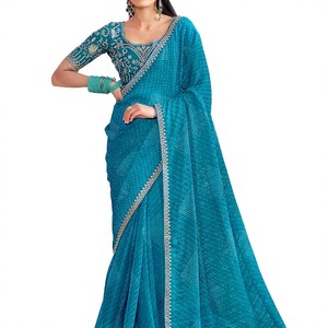 Premium Manipuri Silk Bandhni Saree with Embroidery Work Formal Party <b>Wedding</b> Diwali Ready to Wear - Product Image 1