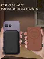 Mag Batterie externe Safe 20W Charge rapide Banque d'alimentation sans fil Chargeur rapide de téléphone Banque d'alimentation magnétique en cuir pour iPhone