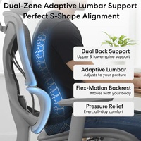 Chaise de bureau ergonomique AJUNION avec dossier en forme de X, assise en mesh, appui-tête en cuir PU, accoudoirs 3D, chaise de travail pour bureau à domicile