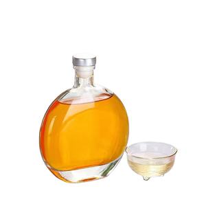 Wijn Fles Leverancier Groothandel 250Ml 500Ml Ovale Vorm Drankflessen 8 Oz 16 Oz Glas Alcohol Geest Wijn glazen Fles Met Kurk - Product Image 2