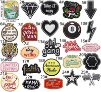 Patchs en tissu brodés de lettres anglaises colorées, style dessin animé, à la mode, en stock, pour vêtements, sacs et chapeaux