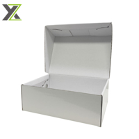 Boîtes rigides recyclables en carton ondulé avec impression de logo de marque en quadrichromie CMYK, laminage brillant, emballage plat auto-scellant