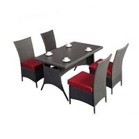 Ensemble table et chaises de salle à manger en rotin extérieur d'approvisionnement d'usine Offre Spéciale avec coussin imperméable