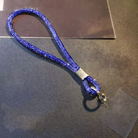 Hobbyworker Bling Rainbow Crystal Wrist Lanyard, Tali Pendek Bertabur Rhinestone, Gantungan Kunci Berlian untuk Aksesori Dompet Tas.