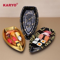 Boîte d'emballage pour sushis à emporter KARYO 7102/7103, forme bateau, conteneur en plastique jetable, plateau à sushis avec couvercle