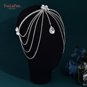 YouLaPan HP763 Coiffe de mariée artisanale avec strass argentés étincelants, bandeau de mariage pour coiffures de mariée - Product Image 3