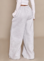 Fabricants OEM sur mesure de pantalons de survêtement à taille élastique 100% coton, pantalons de survêtement larges et droits pour femmes