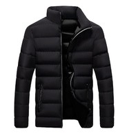 Manteau de mode homme hiver en gros à manches longues col montant garder au chaud simple couleur unie veste en coton pour hommes vêtements