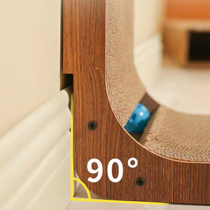 L 모양 고양이 벽 긁는 사람 판지 2 in 1 공 장난감으로 긁는 코너 포스트 - Product Image 6