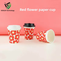 Gobelet en papier jetable rouge épaissi et enduit VEIKUN 2026 pour mariage à Shanghai, réception du Nouvel An, boissons chaudes, personnalisable