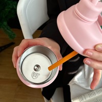 Seaygift haute qualité nouveau ins créatif portable corde double boisson thermos tasse à café sport dessin animé en acier inoxydable tasse à lait
