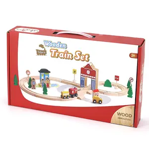 COMMIKI 어린이 나무 레일 카 장난감 50 퍼즐 조각 조립 토마스 기차 위대한 모험 그림 8 레일 기차
