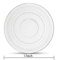 Assiettes rondes en verre transparent de 13 pouces, écologiques, modernes, à motifs personnalisés, pour mariage, fête, usage domestique