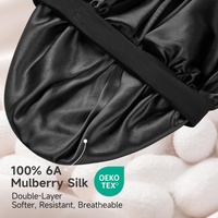 Bonnets en soie personnalisés avec logo, bonnet en soie de mûrier pour femmes, bonnet de soin des cheveux, double couche, couvre-cheveux en soie pour cheveux longs bouclés noirs