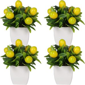 4 Uds plantas artificiales de limón fruta de imitación planta <span class=keywords><strong>en</strong></span> <span class=keywords><strong>maceta</strong></span> árbol de limones de plástico con <span class=keywords><strong>maceta</strong></span> pequeña Mini planta de imitación para interior y exterior - Product Image 1