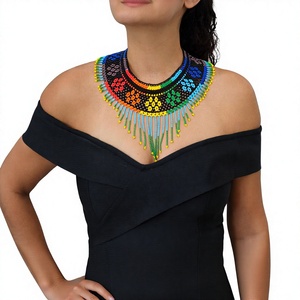 <b>TOP</b> QUALITY Handmade Beaded Necklace: Geometric Huichol Style for birthday , christmas, WEDDING, Anniversary - Product Image 4