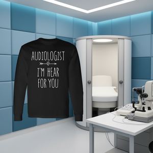Camiseta de manga larga con la frase 'Audiólogo' para audiología, camiseta promocional de audiológica - Product Image 3
