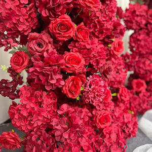 กุหลาบแดงไฮเดรนเยียและดอกกุหลาบประดิษฐ์คลาสสิกและสง่างามซุ้มดอกไม้สำหรับข้อเสนอและการแสดงหน้าต่าง - Product Image 3