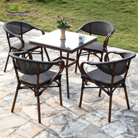 Chaise en maille Teslin d'extérieur empilable en aluminium moderne, nouvelle arrivée de Happy Life Furniture, chaise en rotin colorée pour patio, jardin, cuisine, hall