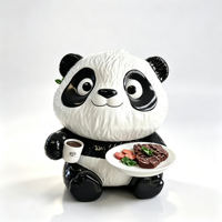 Figurine d'ours panda noir et blanc en résine brillante, artisanat artistique, couleur et taille personnalisables pour hall d'hôtel, bureau, extérieur