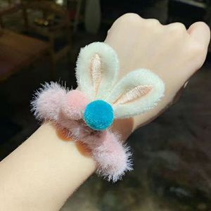 Attaches pour cheveux en forme d'oreilles de lapin en peluche, couleurs mélangées, haute élasticité, pour enfants, usage quotidien - Product Image 2