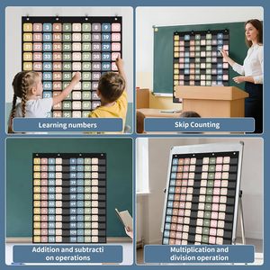 Tabla de Números Boho con Bolsillos, del 1 al 120, Herramienta de Aprendizaje de Matemáticas Montable en Pared para Niños y Aulas - Product Image 4