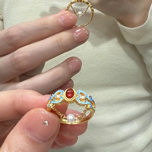 Fenglaiyi ネックレス 女性用 天翠エナメルパール ルビージルコン タッセルリング - Product Image 2