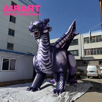 Dragon gonflable décoratif pour activités de plein air, dragon gonflable violet avec des ailes pour l'affichage