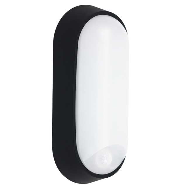 Surface Mounted AC220V-240V Outdoor IP65 20W 120 Degree Waterproof Oval Led Bulkhead Human Body Motion Sensor Wall Light