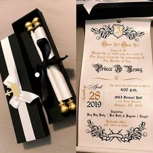 Nicro Personalizar Desplazamiento de papel Tarjetas de invitación Caja única Borla Embalaje Hoja de oro Estampado Desplazamiento de papel Invitación de boda