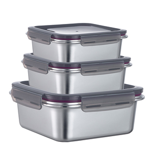 Chất lượng cao 304 vuông thép không gỉ 3-in-1 kín máy rửa chén an toàn ăn trưa hộp lò vi sóng thực phẩm container trường nước nóng - Product Image 1