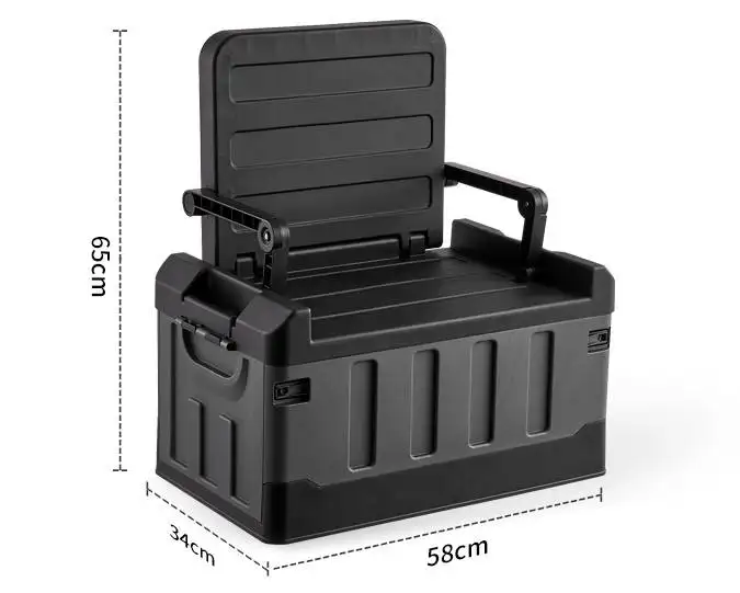 Coffre multifonctionnel de rangement pour voiture Boîte de camping Boîte de rangement pliable Chaises pour camping Pêche Activités de plein air