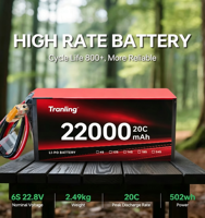 Nouvelle arrivée Batterie Lipo haute tension 22,8V 22000mAh HV 6S/12S/14S 20C Pack de cellules lithium-ion pour drone, avion RC, voiture, bateau, modèle