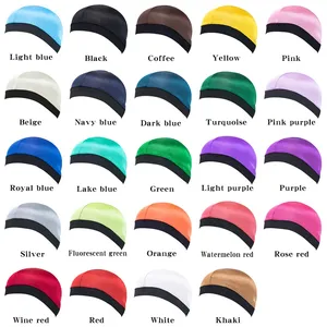 New Arrive Men Women Silk Satin Wave Cap Silky Durag Bandana For Female Male Headwear Durags Muslim hats Dome Wave cap