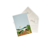 Bajo MOQ Papel personalizado Paisaje costero Patrones DE ARTE Diseño de ubicación manuscrita Postales para tarjetas de agradecimiento Impresión de volantes