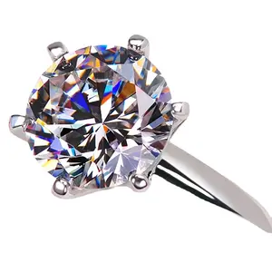 Mosan diamond women's classic 2 carat six-prong ring couple open wedding ring