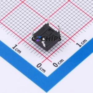 TSA06121-040D332BA Tactile Switch Through hole-4P,6.1x6.1mm Switch Single Pole Single Throw Round Button 1.8N 6.1mm - Product Image 2