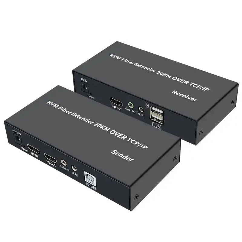 Xput Haute Qualité HDMI Émetteur Récepteur Convertisseur Fibre Optique HDMI Fibre KVM Extender Sur TCP/IP 20KM avec USB