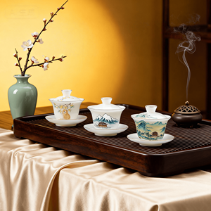New Year <strong>Gift</strong> <strong>Sets</strong> Gaiwan <strong>Tea</strong> <strong>Set</strong> Luxury Ceramic Covered Teacup Ceramic with Saucer Home Decoration Drinkware &amp; Accessories - Product Image 1