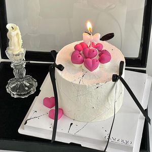 Décoration de gâteau en acrylique en forme de cœur avec nœud et bougie, ruban noir, pour la Saint-Valentin et les anniversaires - Product Image 5