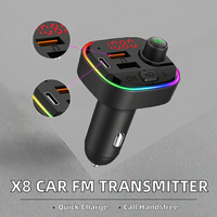 Chargeur rapide pour voiture Lumière arc-en-ciel Lecteur MP3 Bluetooth pour voiture Chargeur multifonctionnel Transmetteur FM QC3.0 Chargeur pour voiture