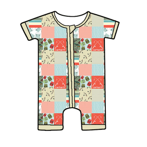 Bambu Kısa Fermuarlı Tulum Pijama Batı Tarzı Kısa Fermuarlı Tulum - Product Image 1