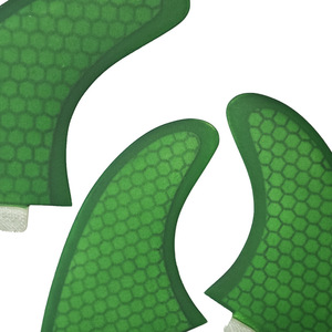Ailerons de surf G5 en fibre de verre nid d'abeille, ensemble gauche, centre, droit, vert - Product Image 2
