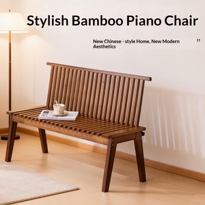 Taburete plegable para piano con respaldo, mesa de té multifuncional de bambú, silla plegable para el hogar - Product Image 2