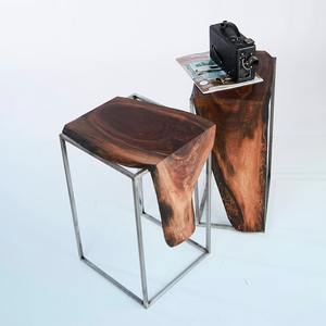 Table d'appoint solide avec Base en métal, meuble de maison, bord avec Base en métal en acier <span class=keywords><strong>brut</strong></span> - Product Image 5