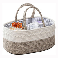 Panier de rangement ovale multifonctionnel pour couches et jouets de bébé, en corde de coton tressée, écologique, durable, avec poignée moderne, options personnalisables