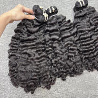 Extensions de Cheveux Humains Bouclés Birmans Noirs Naturels 10A Remy Vierge, Tissage Double Trame Double Tirage 28 Pouces