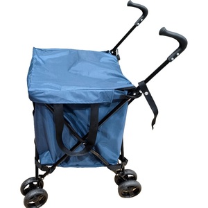 Chariot utilitaire pliable, capacité 120 lb, cadre en acier, chariot de courses avec sac en toile imperméable amovible et freins pour courses et linge - Product Image 1