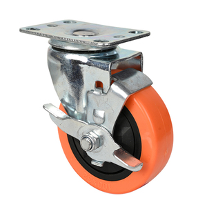 Hochfeste Markt wagen verriegelung Nachlauf pu Service wagen Wagen 4 Zoll drehbare orange Lenk rollen mit Staubs chutz - Product Image 2